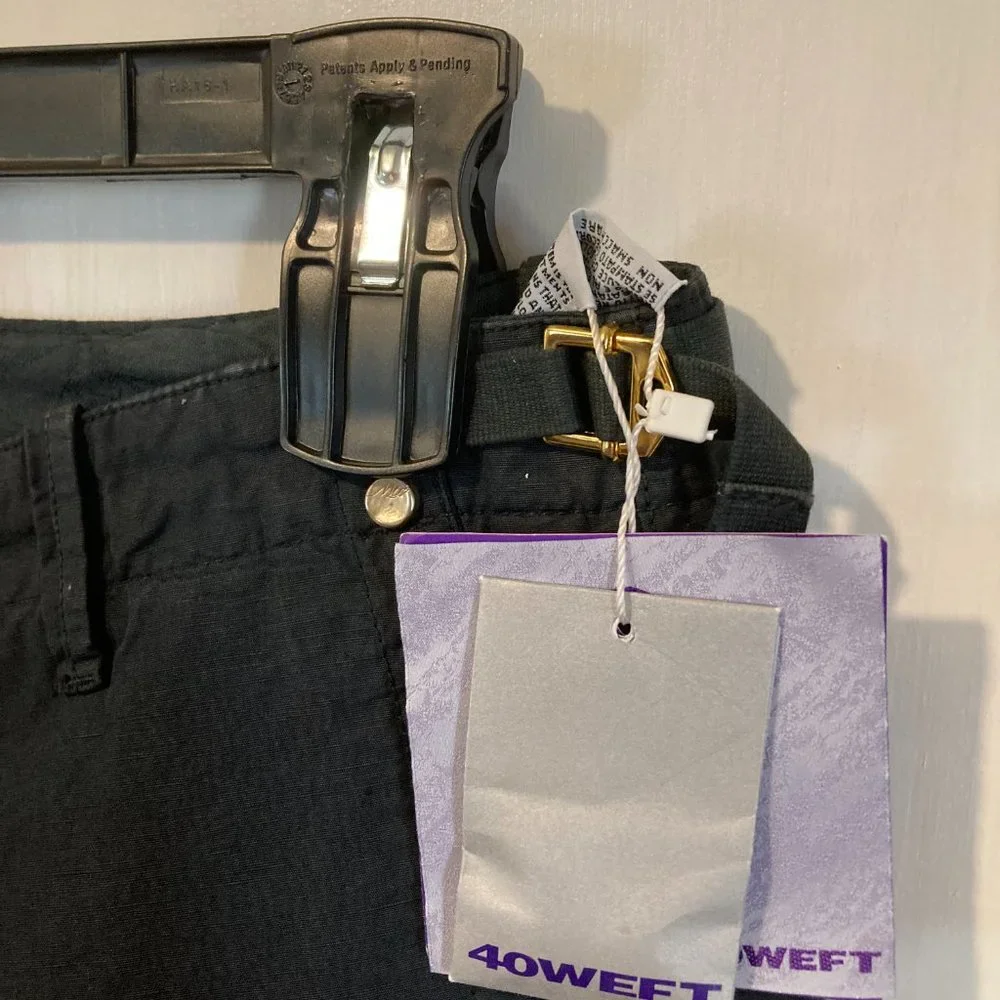 40weft women's size 48 IT dark navy linen blend adjustable cargo pants 34x33 - Picture 3 of 10